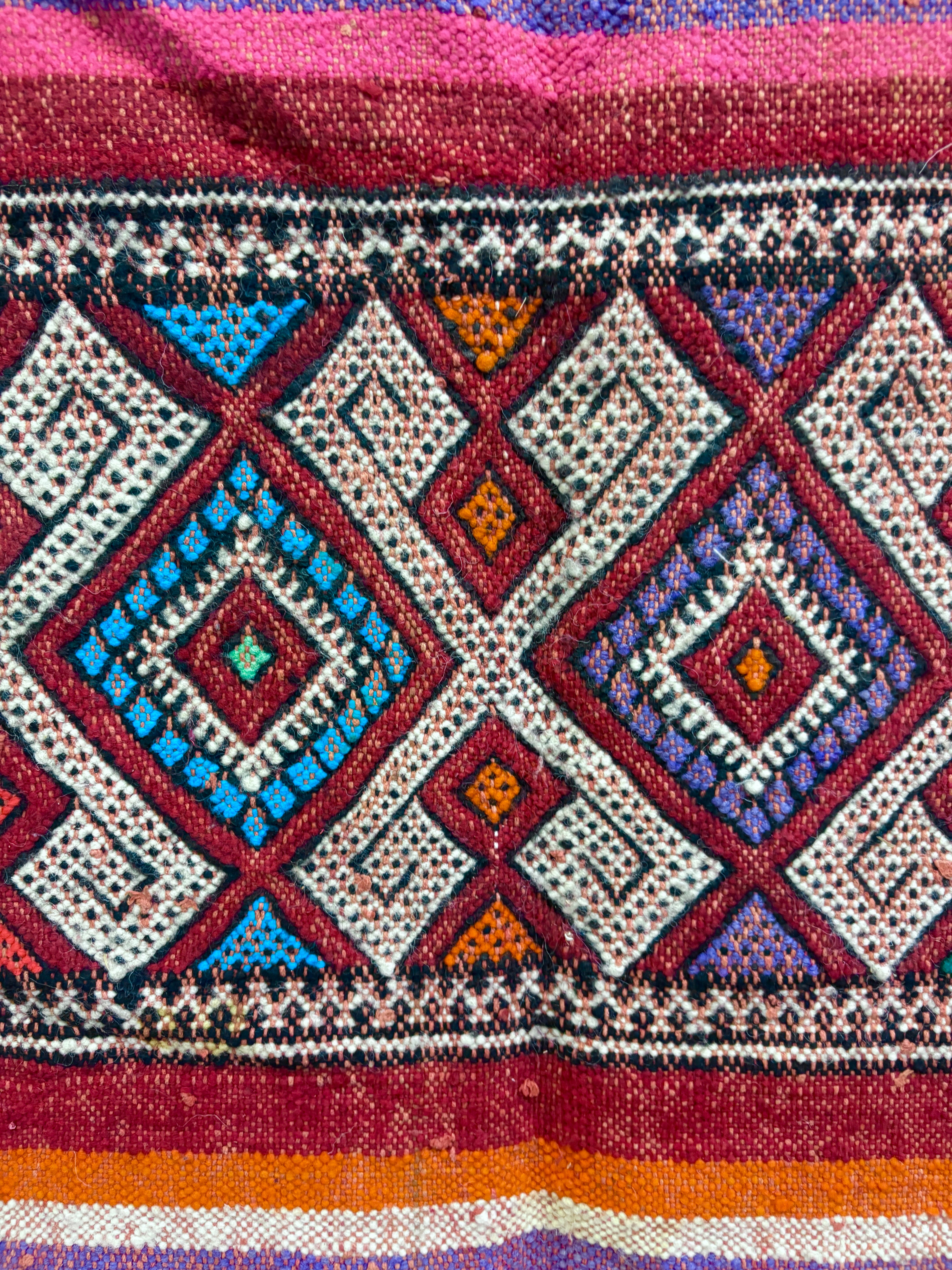 Aït Bou Ichaouen Kilim with Polychrome Stripes