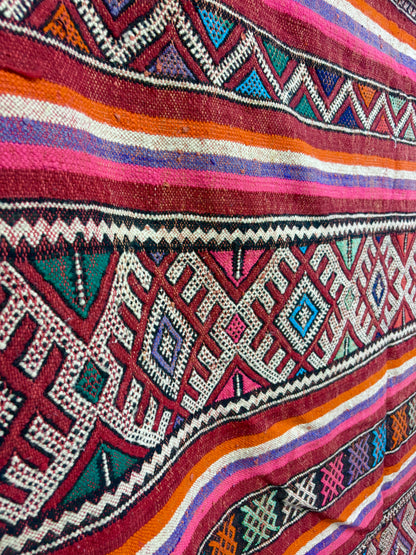 Aït Bou Ichaouen Kilim with Polychrome Stripes