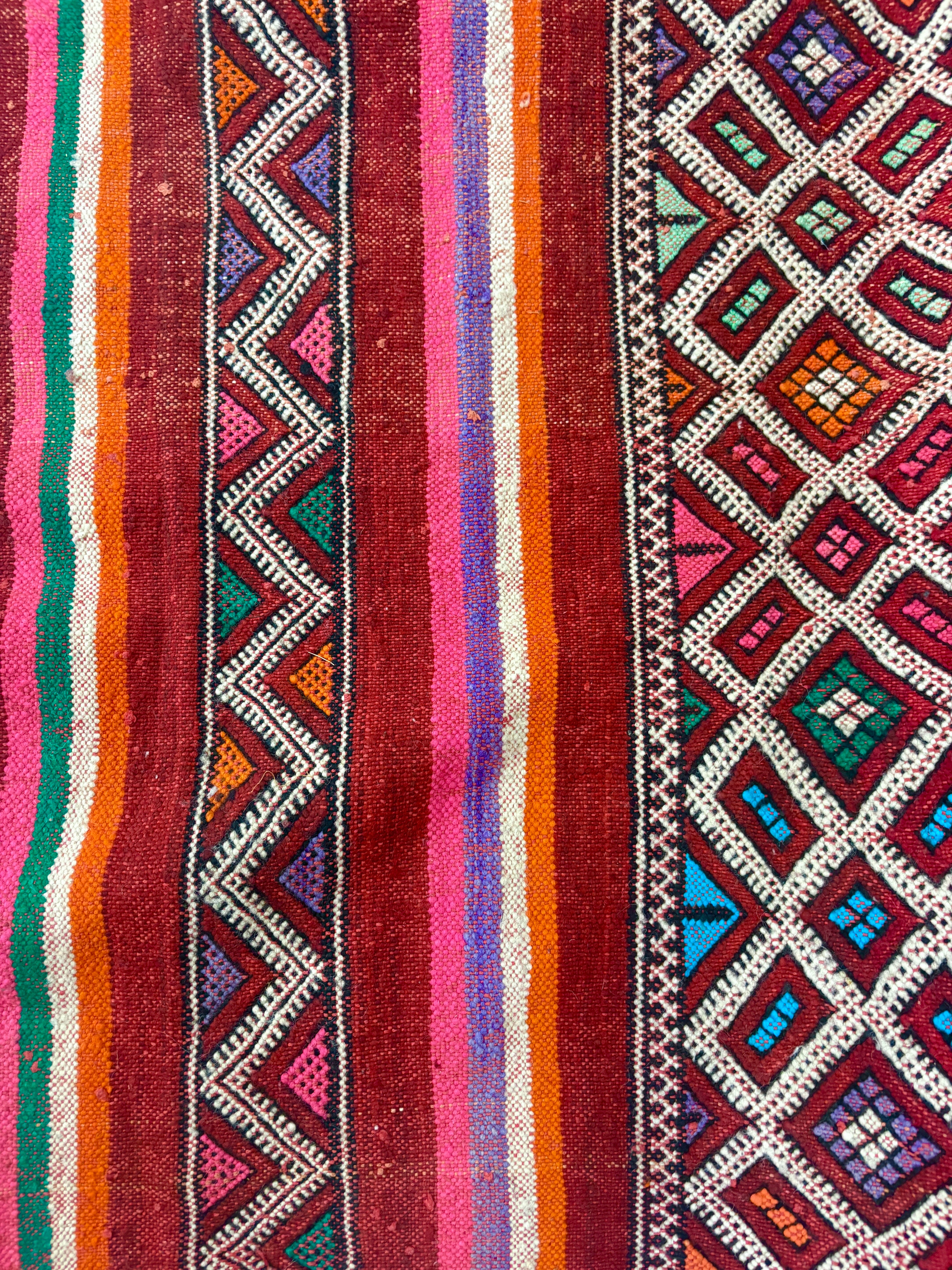 Aït Bou Ichaouen Kilim with Polychrome Stripes