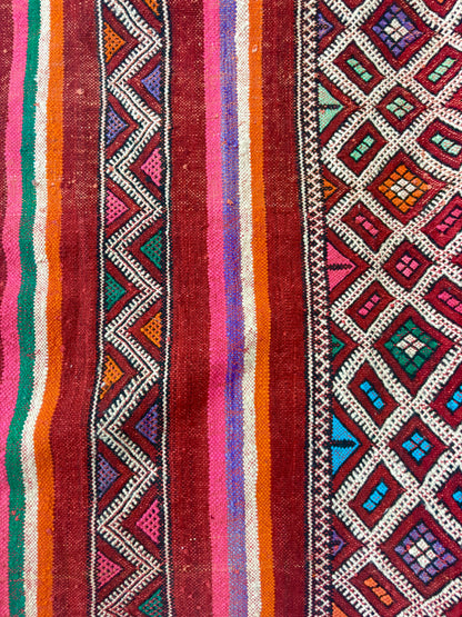 Aït Bou Ichaouen Kilim with Polychrome Stripes