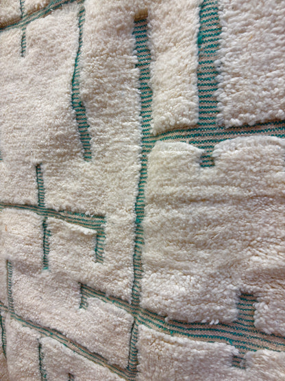Beni Ourain Rug with Ivory Field and Sage Architectural Lines