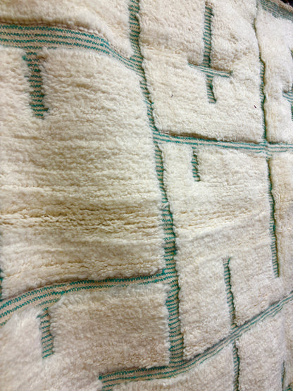 Beni Ourain Rug with Ivory Field and Sage Architectural Lines