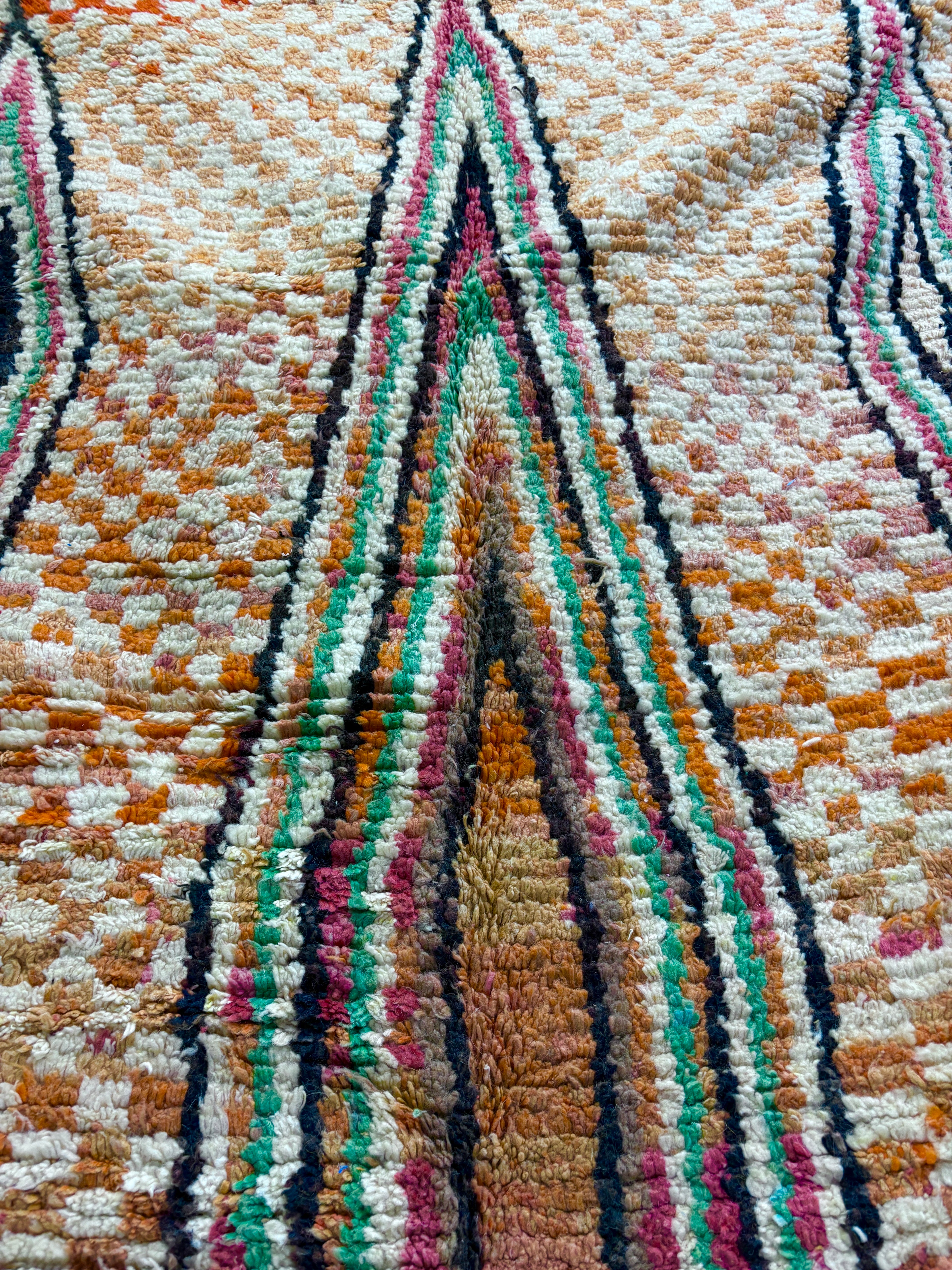 Vintage Boujaad Moroccan Rug in Saffron, Rust, and Berry Wool