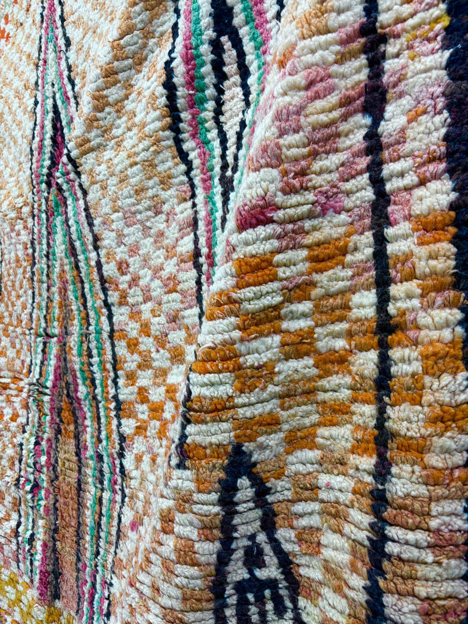 Vintage Boujaad Moroccan Rug in Saffron, Rust, and Berry Wool