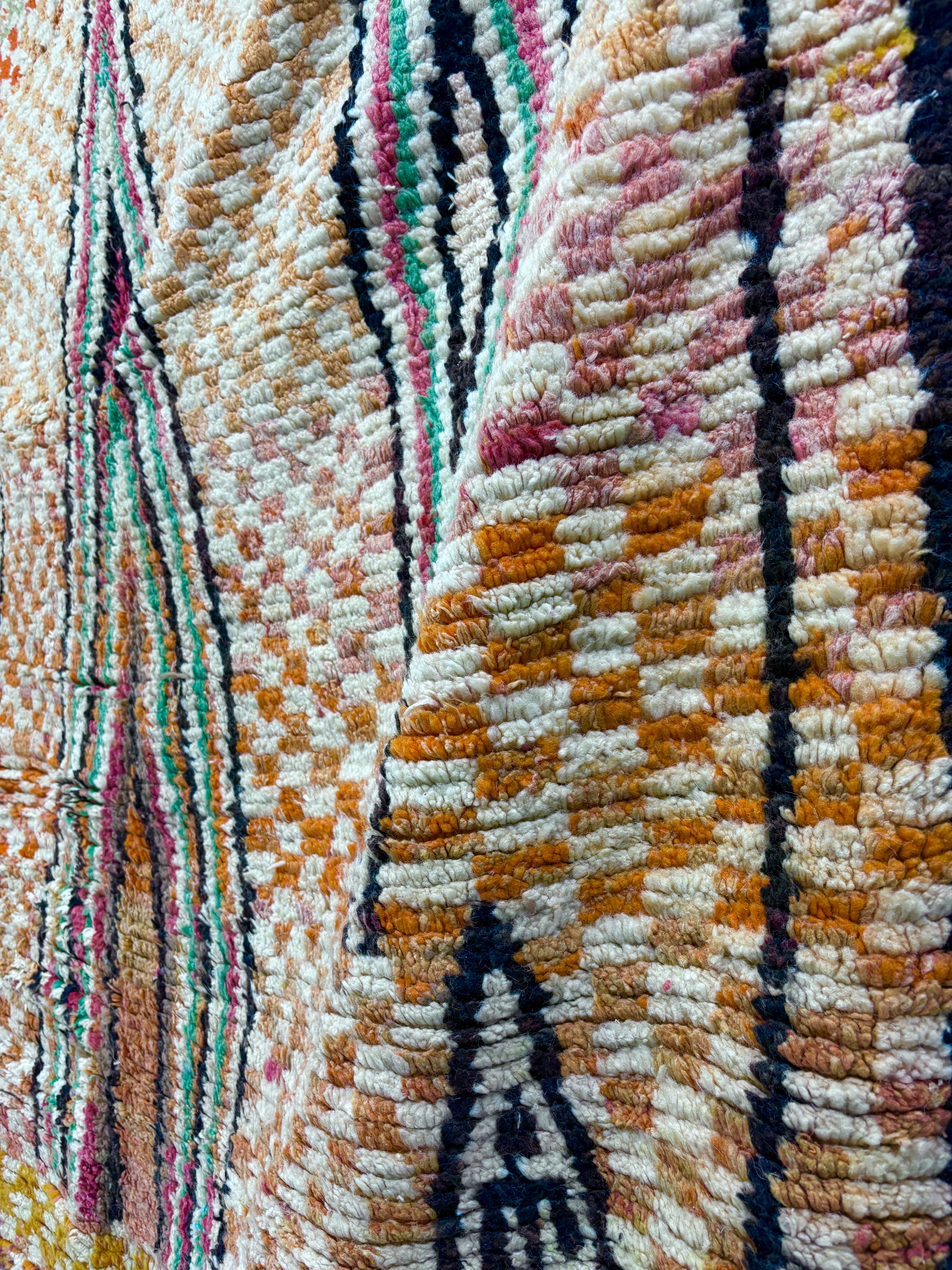 Vintage Boujaad Moroccan Rug in Saffron, Rust, and Berry Wool
