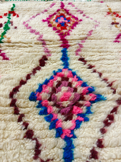 Berber Accent Rug in Ivory Wool with Polychrome Diamonds