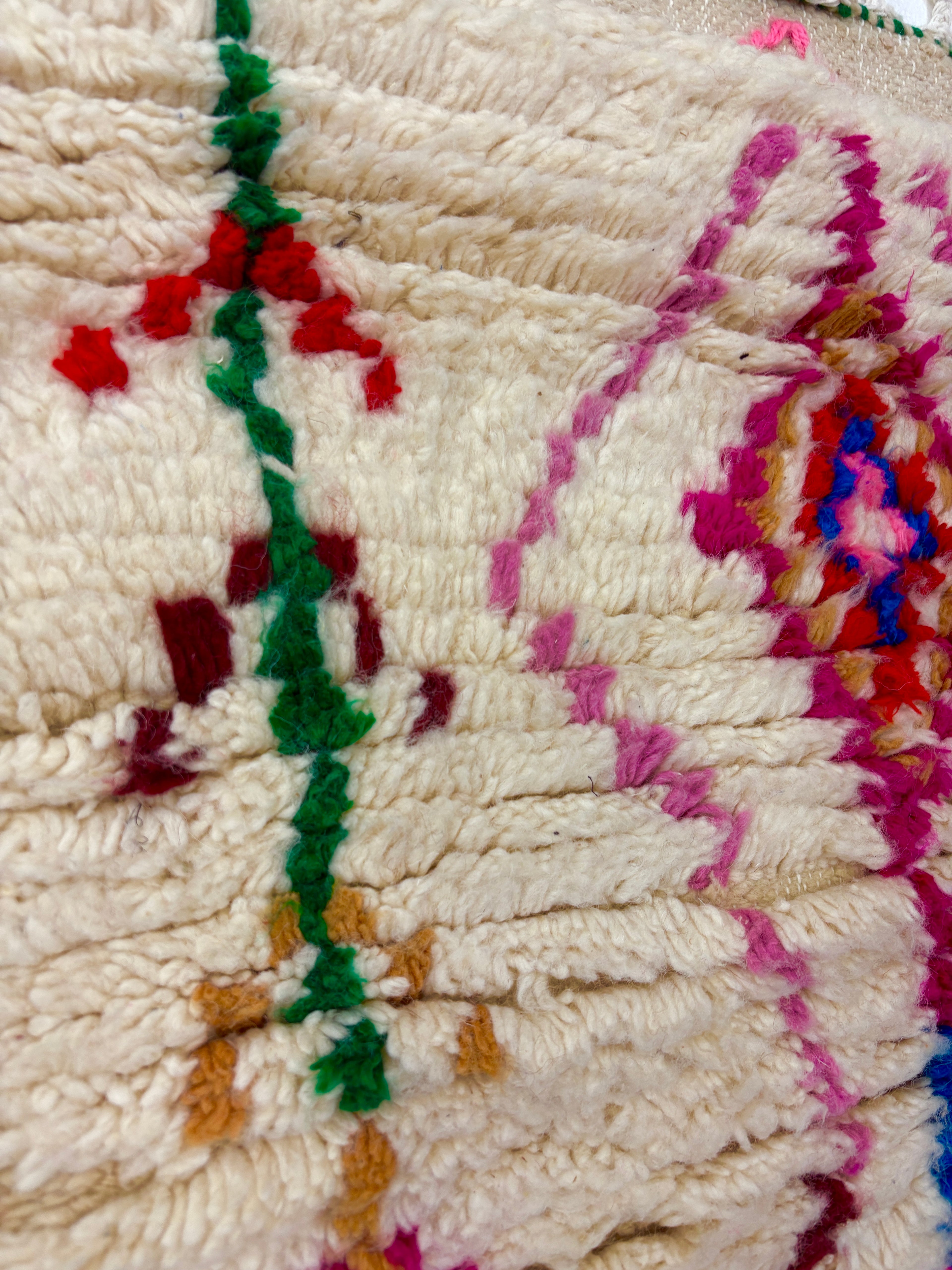 Berber Accent Rug in Ivory Wool with Polychrome Diamonds