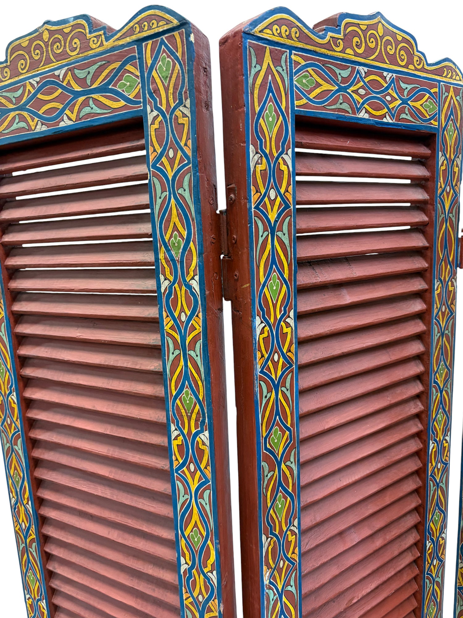 Hand Painted Moroccan Cedar Folding Screen