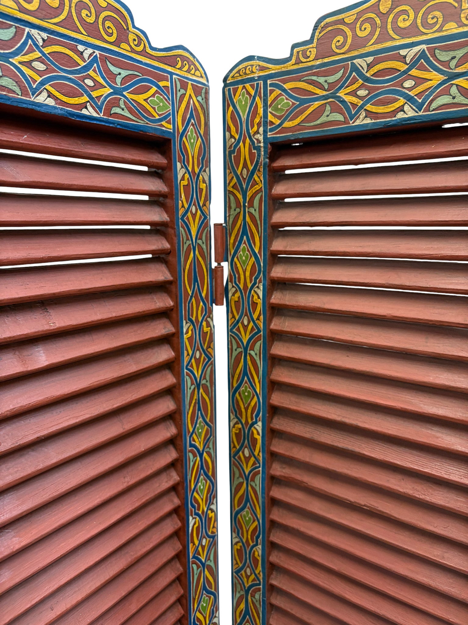 Hand Painted Moroccan Cedar Folding Screen