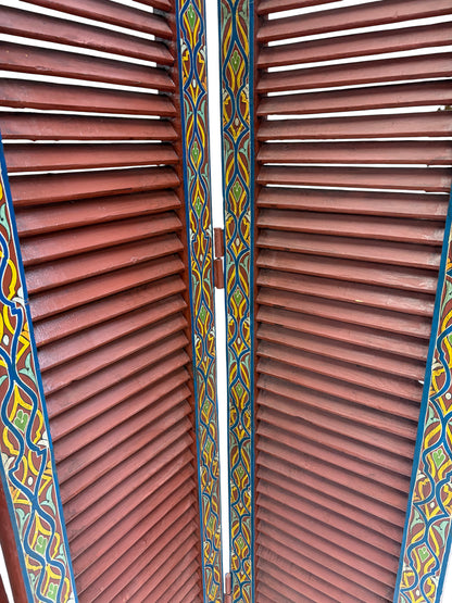 Hand Painted Moroccan Cedar Folding Screen