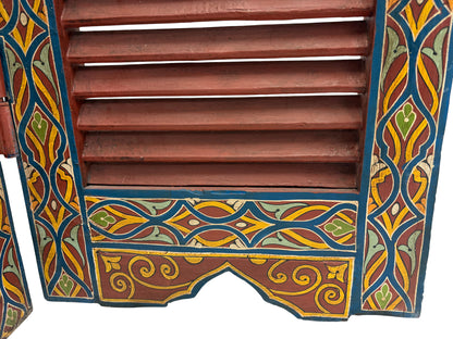 Hand Painted Moroccan Cedar Folding Screen