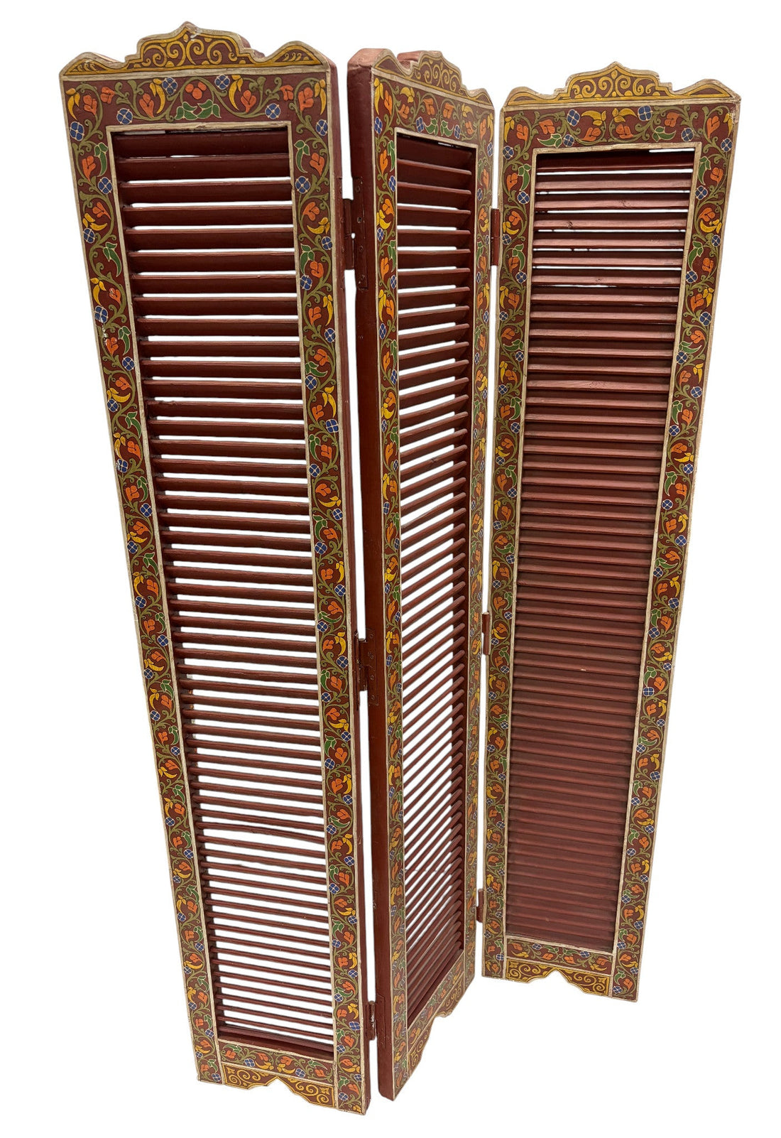 Hand Painted Moroccan Cedar Folding Screen