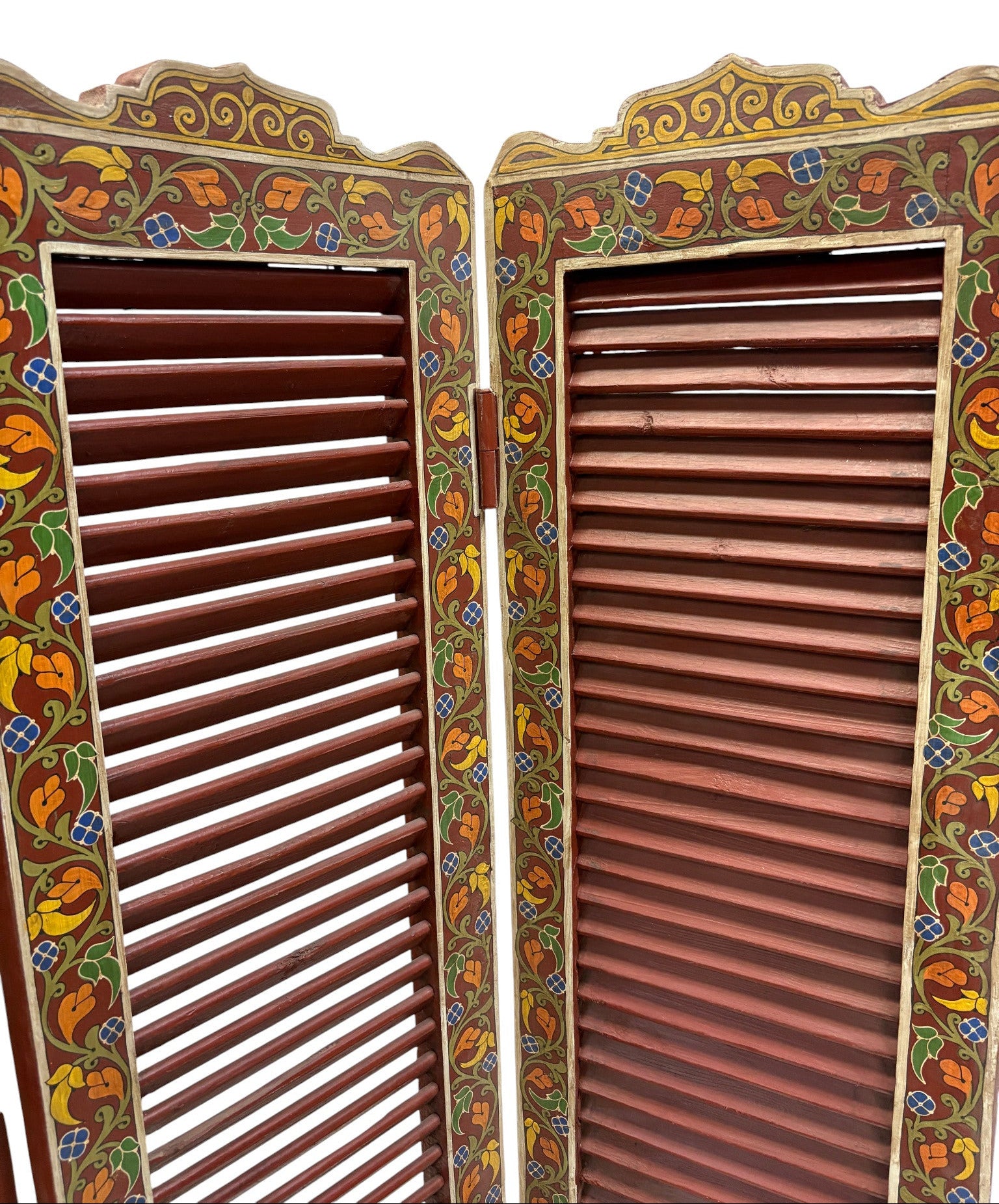 Hand Painted Moroccan Cedar Folding Screen