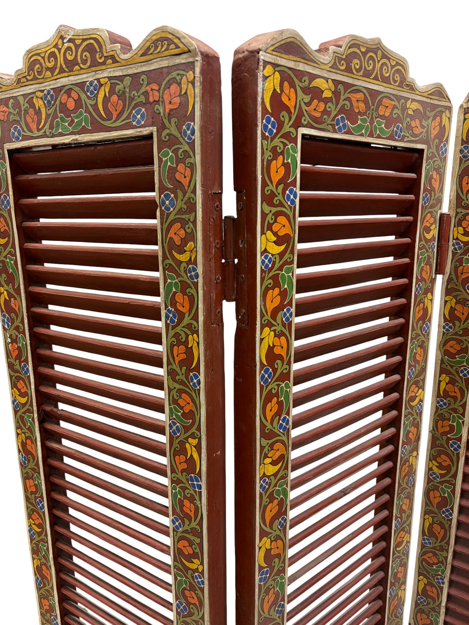 Hand Painted Moroccan Cedar Folding Screen
