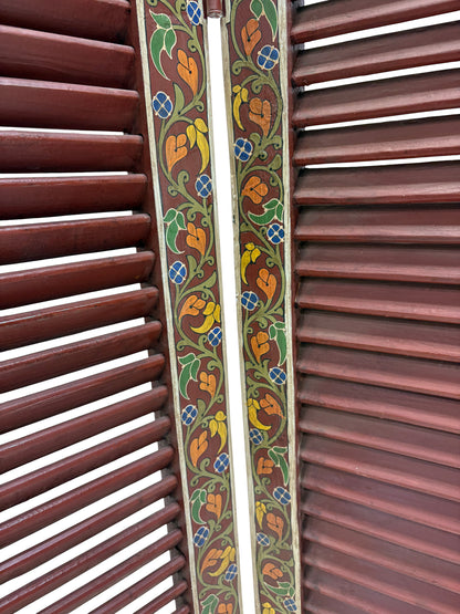 Hand Painted Moroccan Cedar Folding Screen