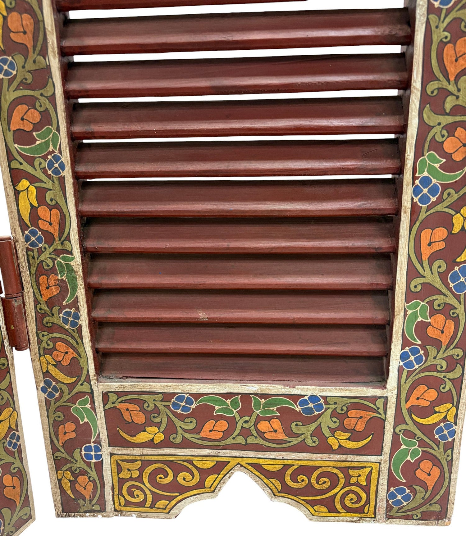 Hand Painted Moroccan Cedar Folding Screen