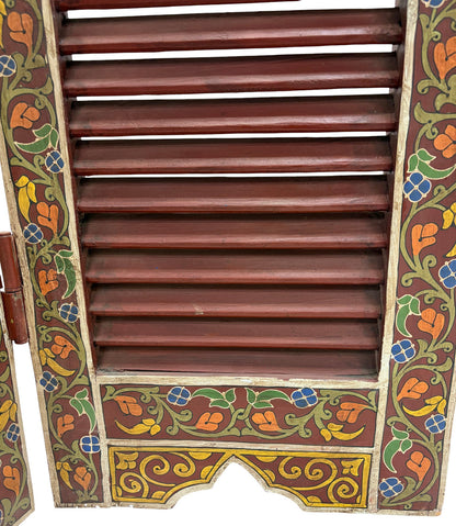 Hand Painted Moroccan Cedar Folding Screen