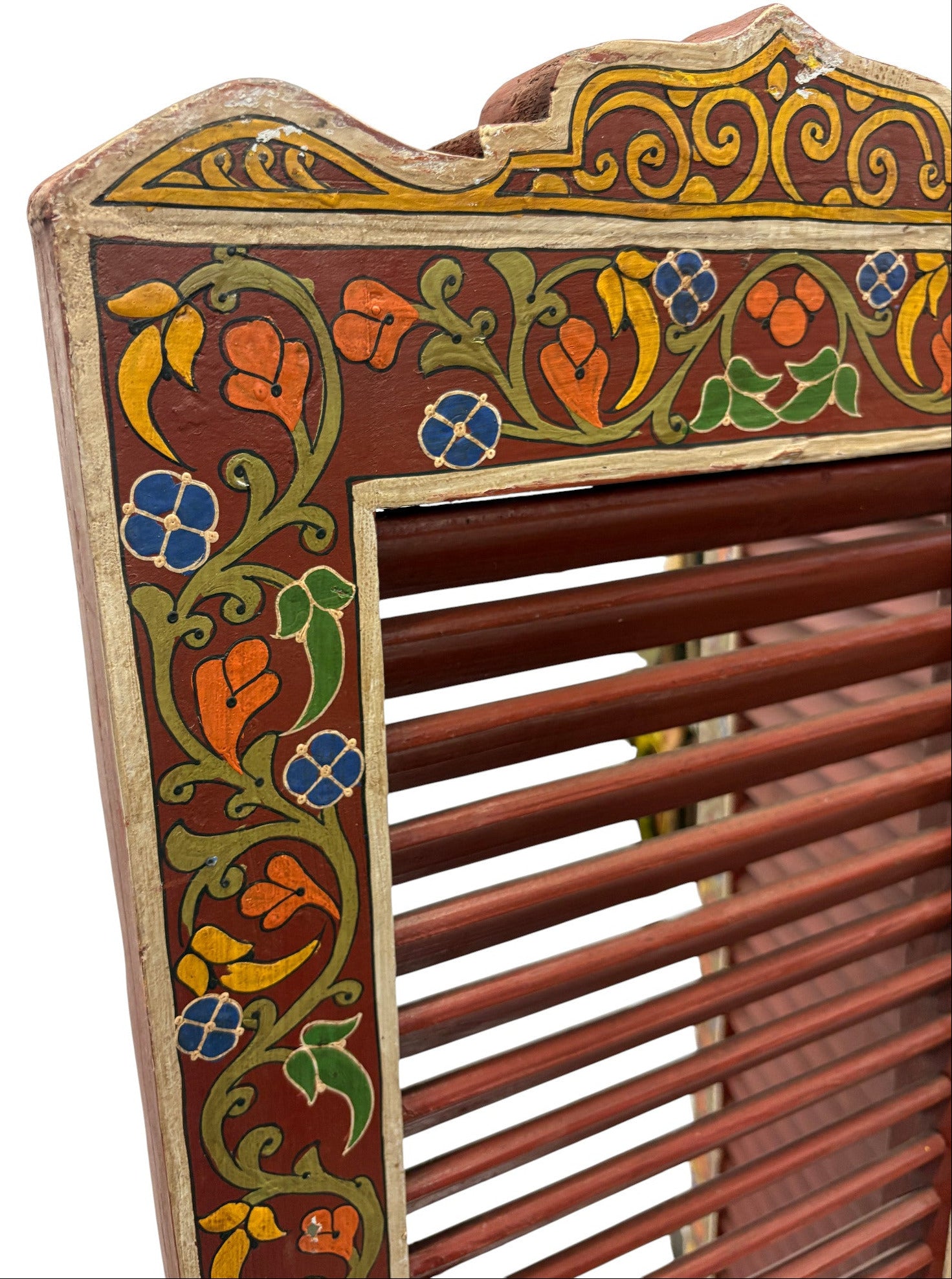 Hand Painted Moroccan Cedar Folding Screen