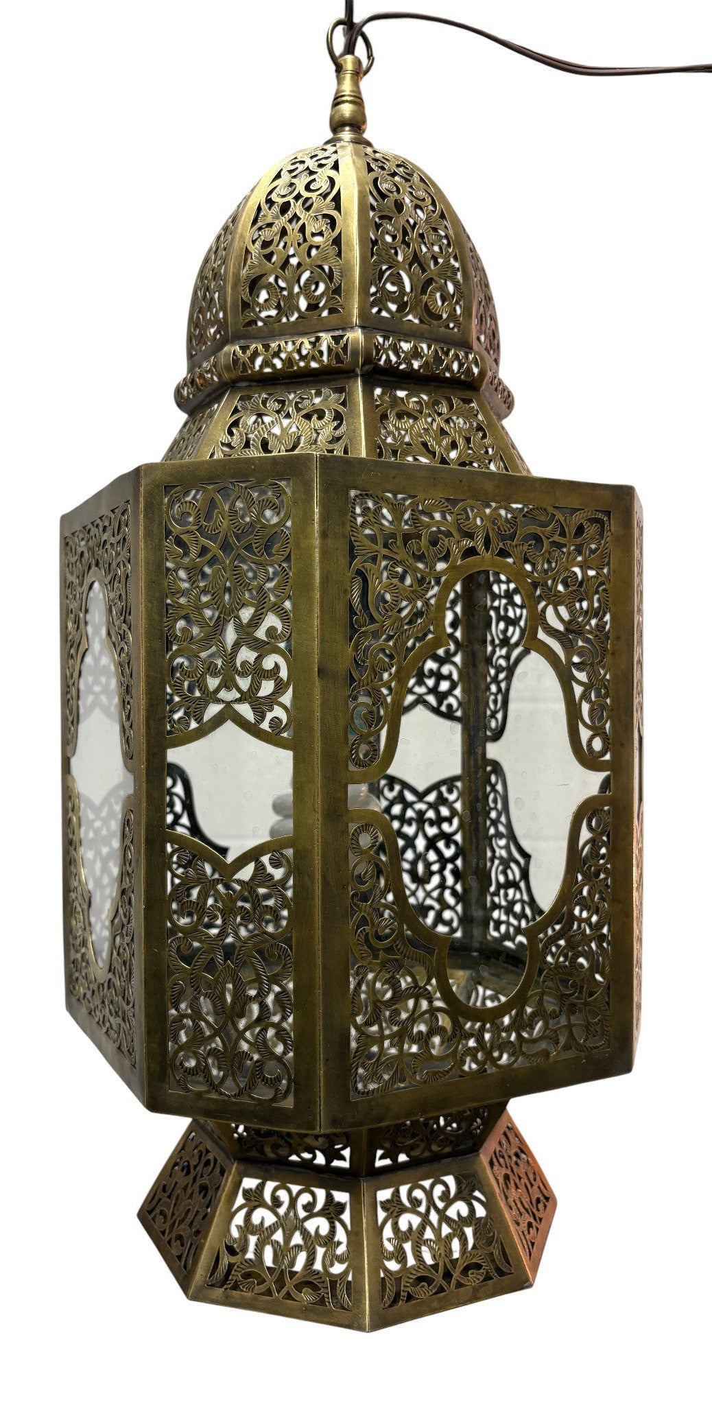 Artisanal Brass Moorish Filigree Lamp