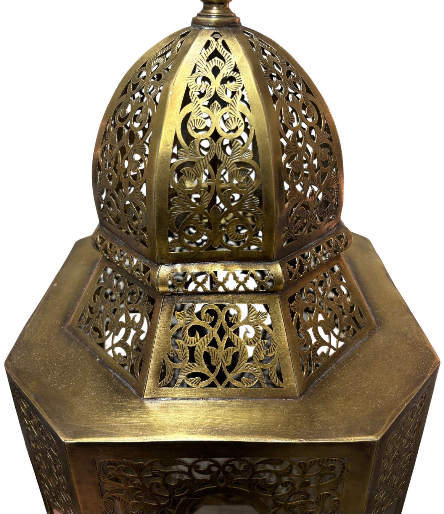 Artisanal Brass Moorish Filigree Lamp