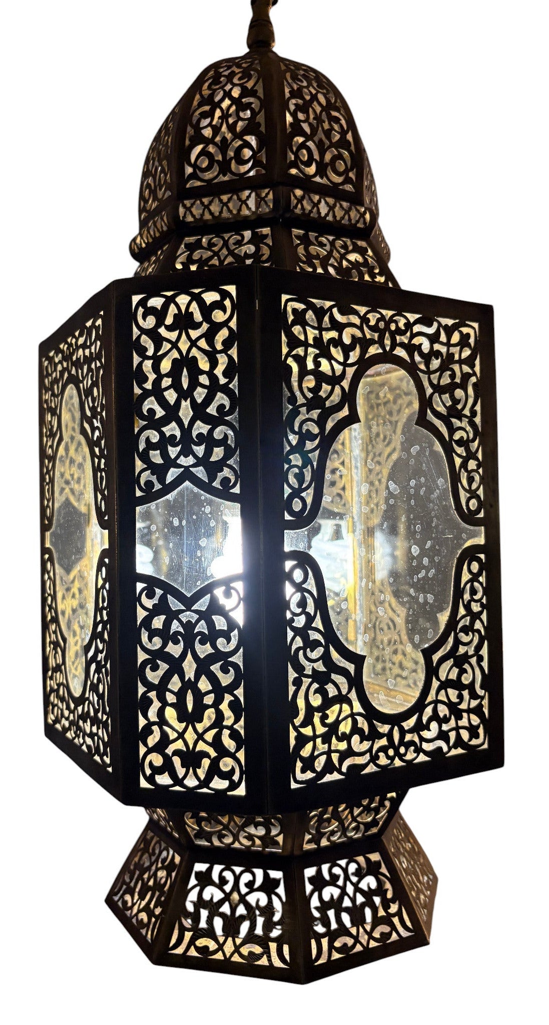 Artisanal Brass Moorish Filigree Lamp