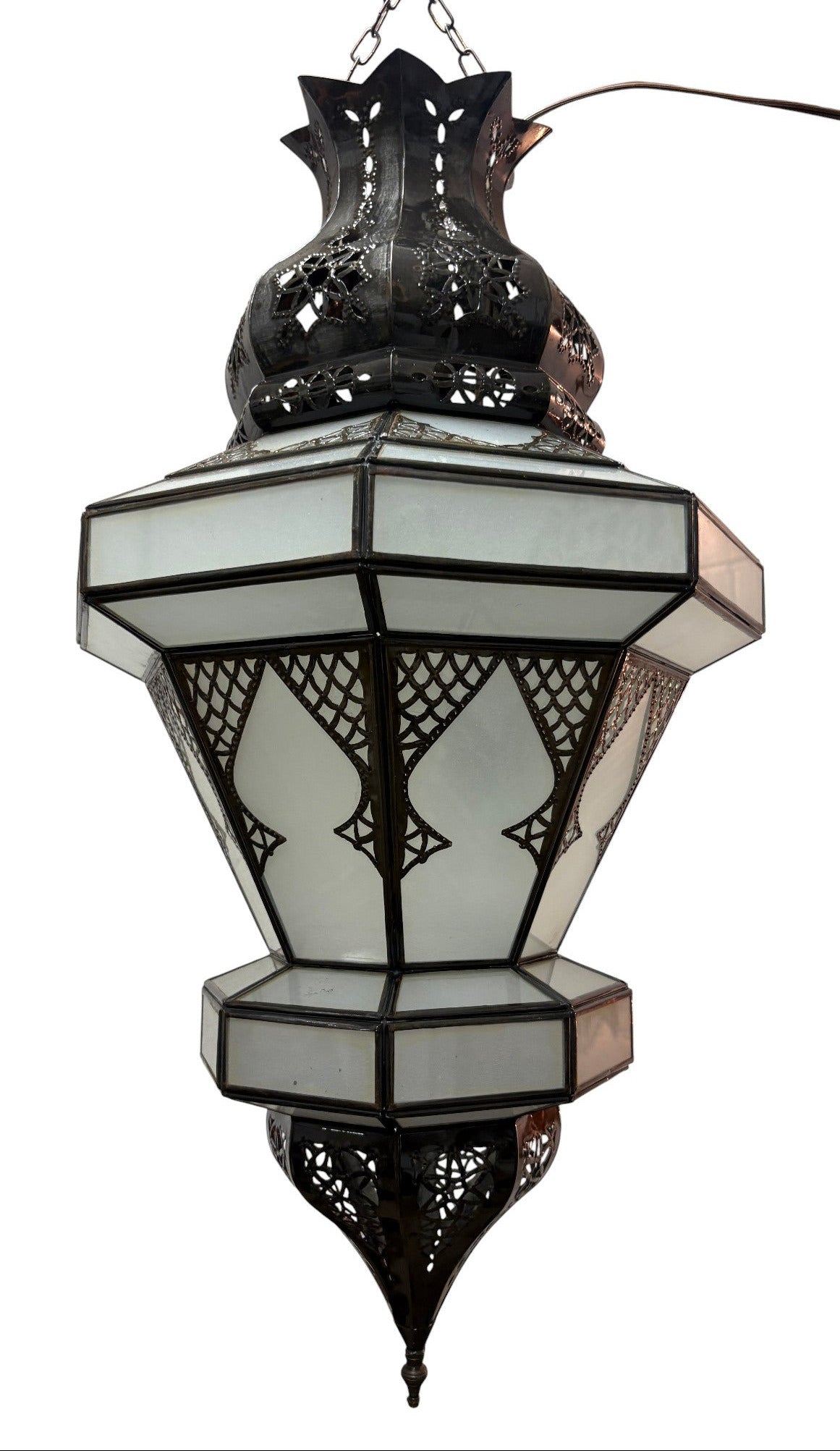 Arabesque Frosted White Glass Lamp