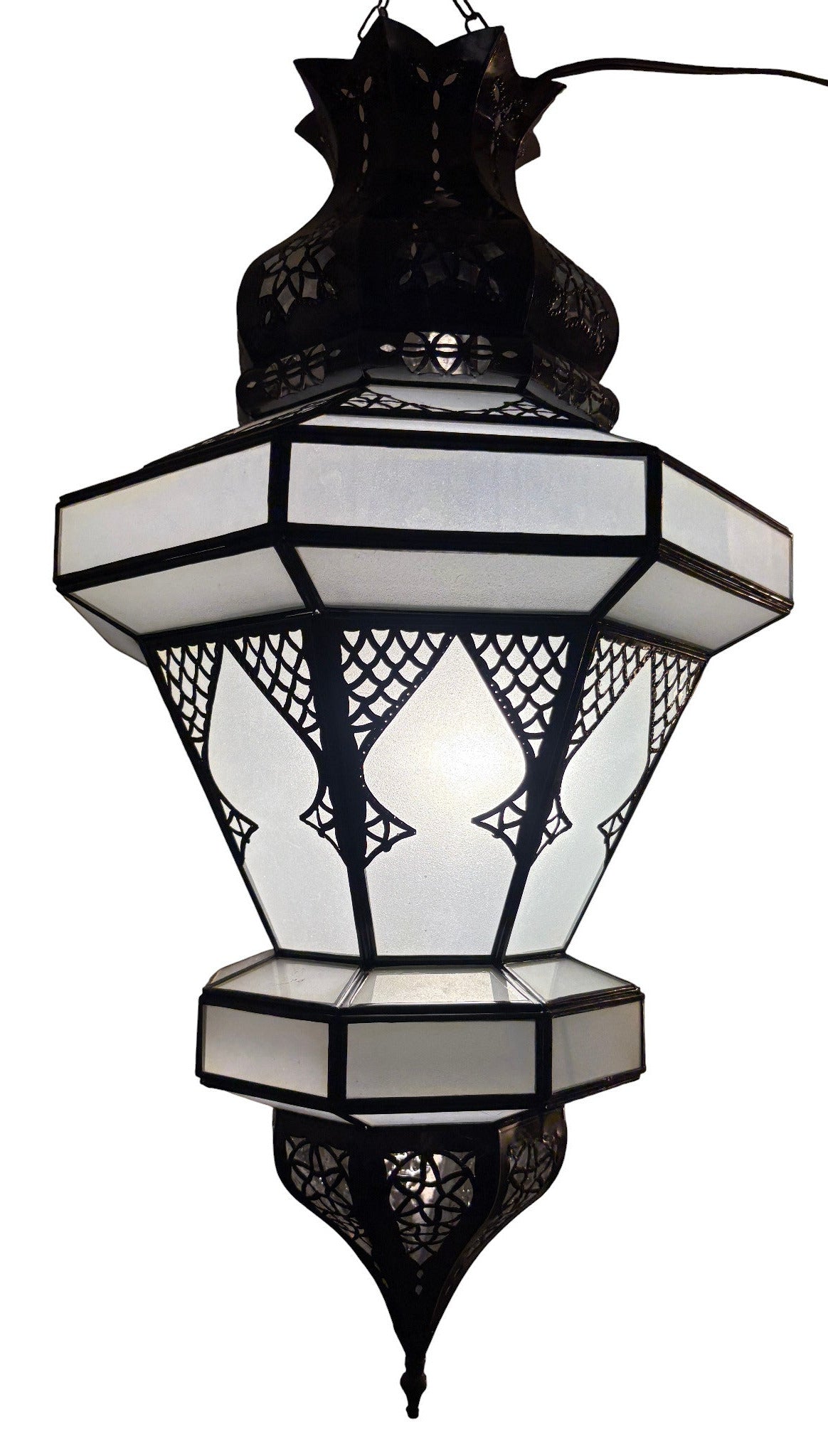 Arabesque Frosted White Glass Lamp