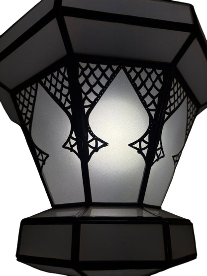 Arabesque Frosted White Glass Lamp