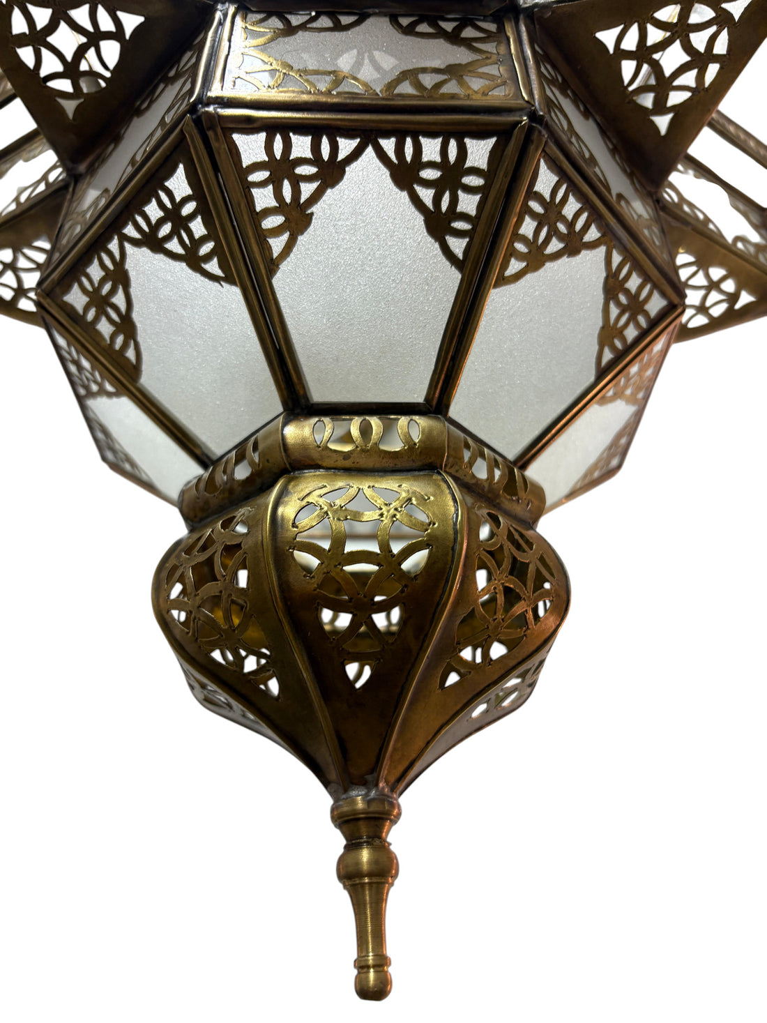 White Glass Star Brass Lamp