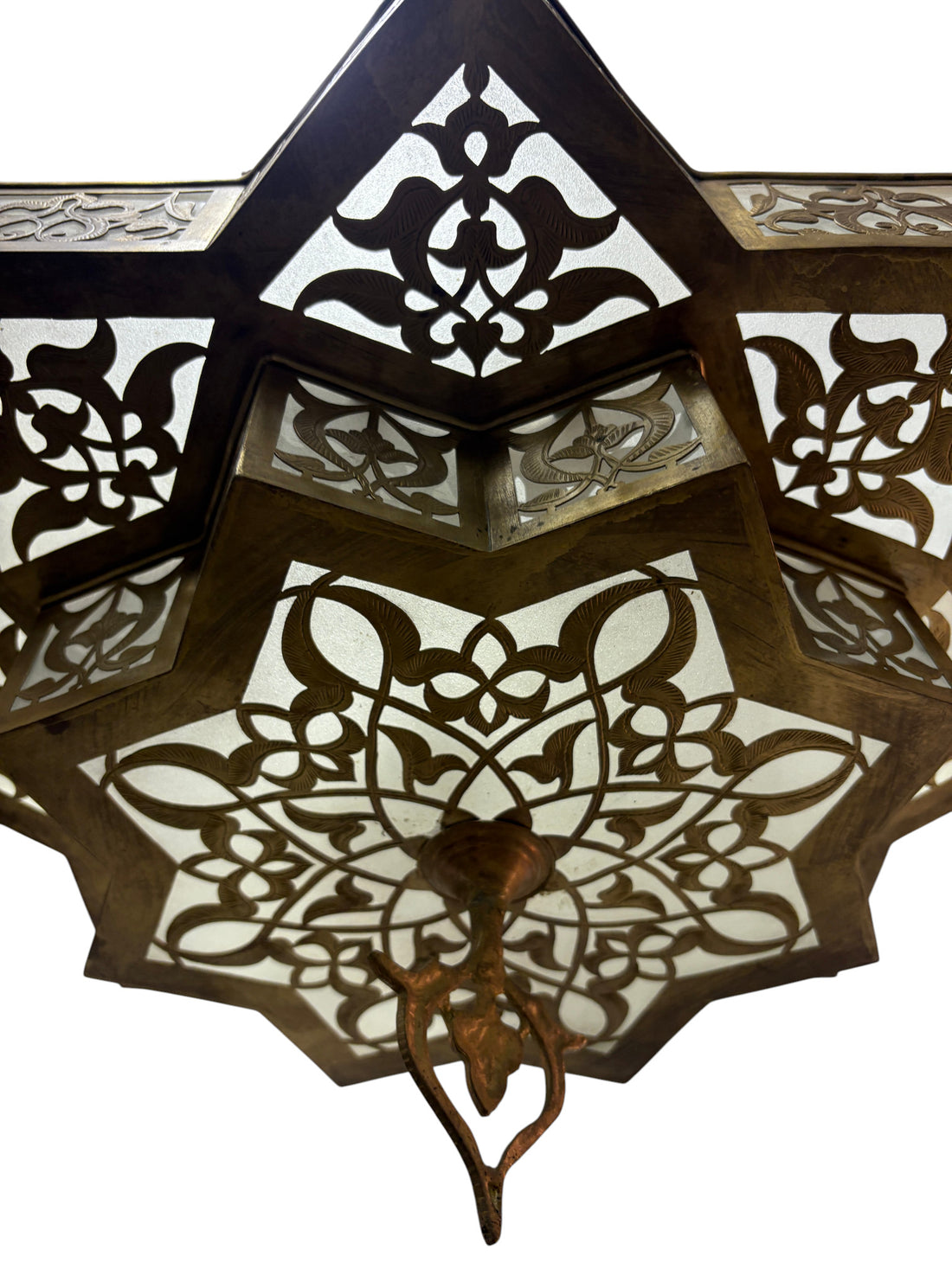 White Glass Brass Star Lamp