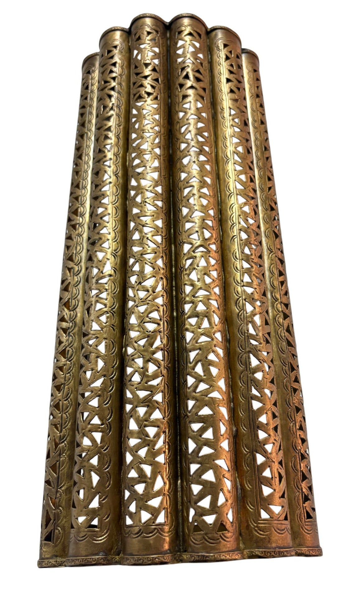 Large Artisanal Curved Brass Sconce Light