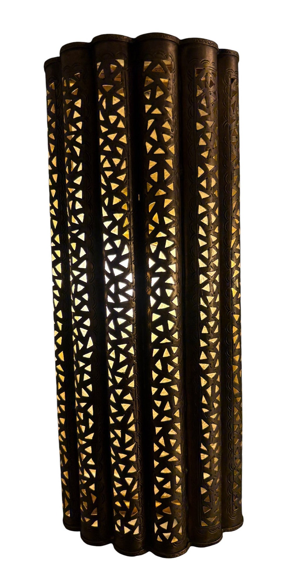 Large Artisanal Curved Brass Sconce Light