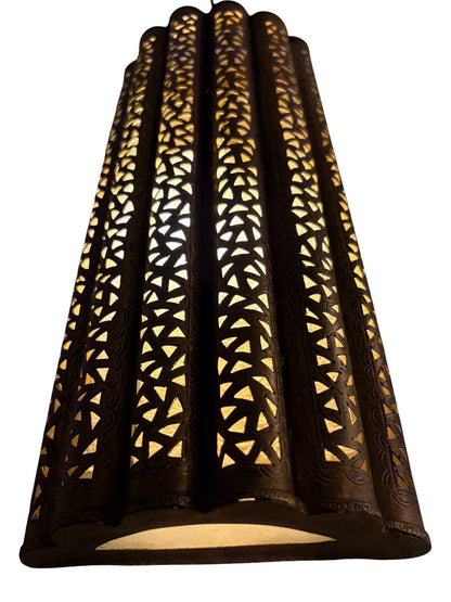 Large Artisanal Curved Brass Sconce Light