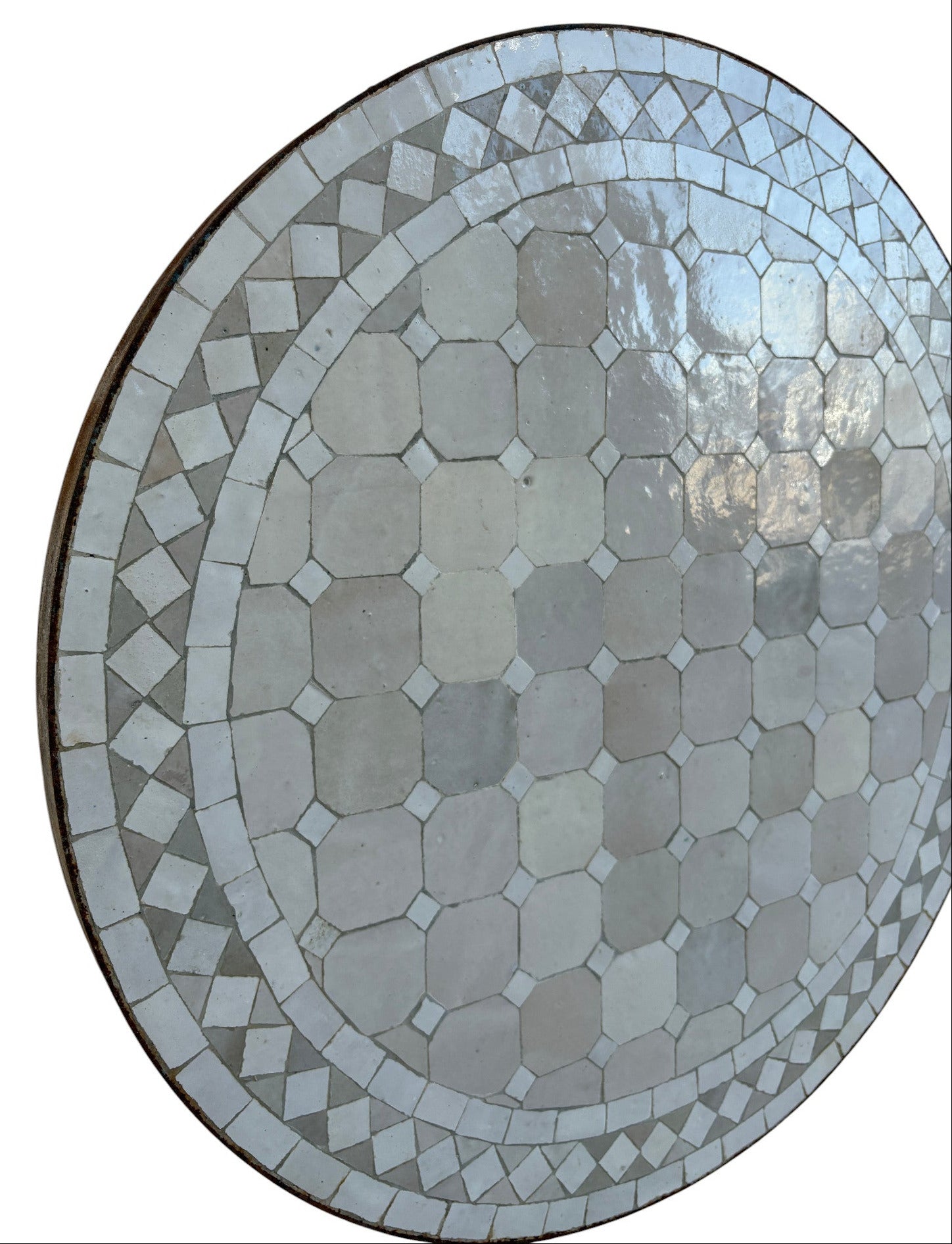 24" Off-White Mosaic Tile Table Top
