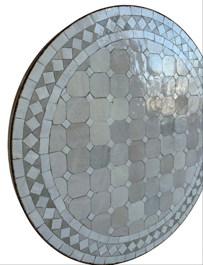 24" Off-White Mosaic Tile Table Top