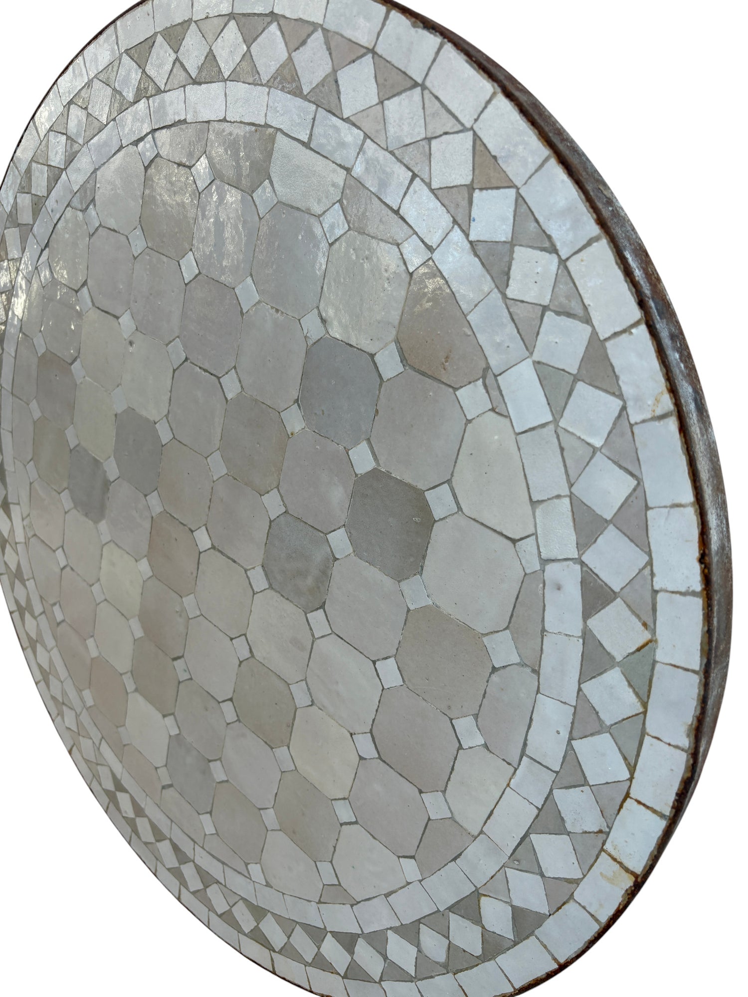 24" Off-White Mosaic Tile Table Top