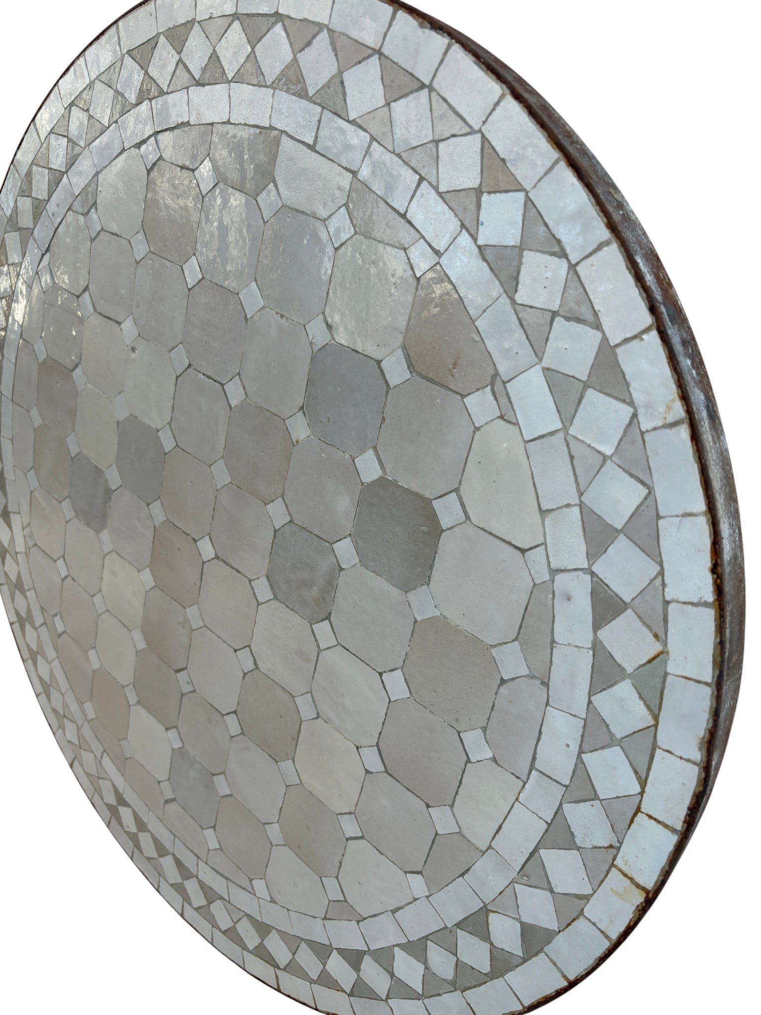 24" Off-White Mosaic Tile Table Top
