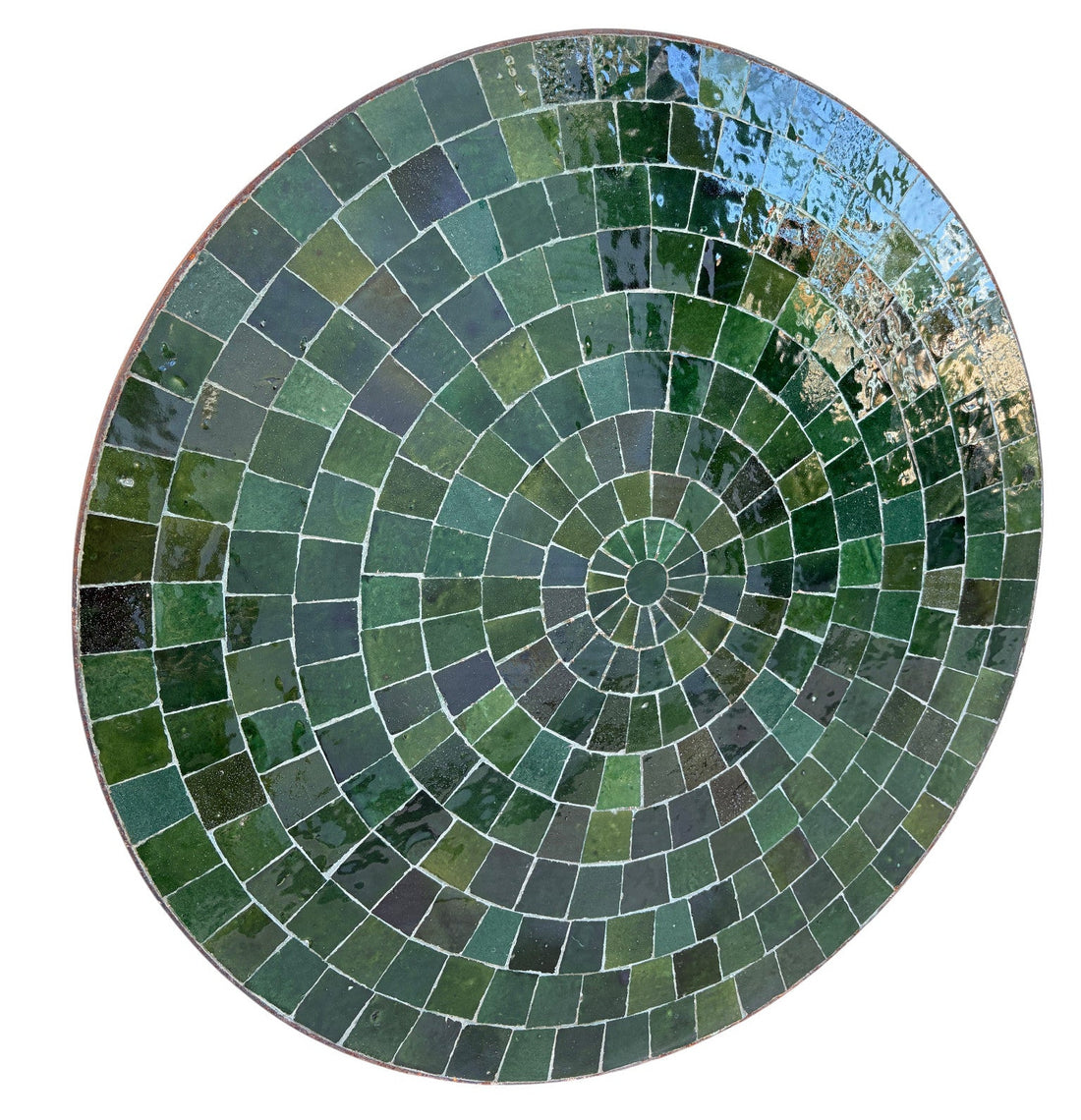 24" Green Mosaic Round Tile Table Top
