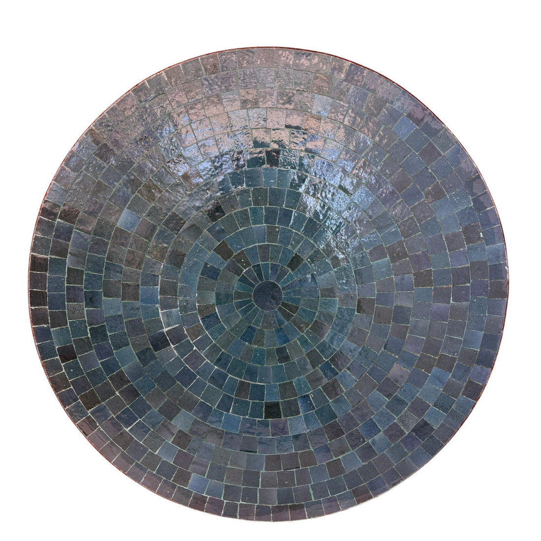 36" Dark Teal Round Mosaic Tile Table Top