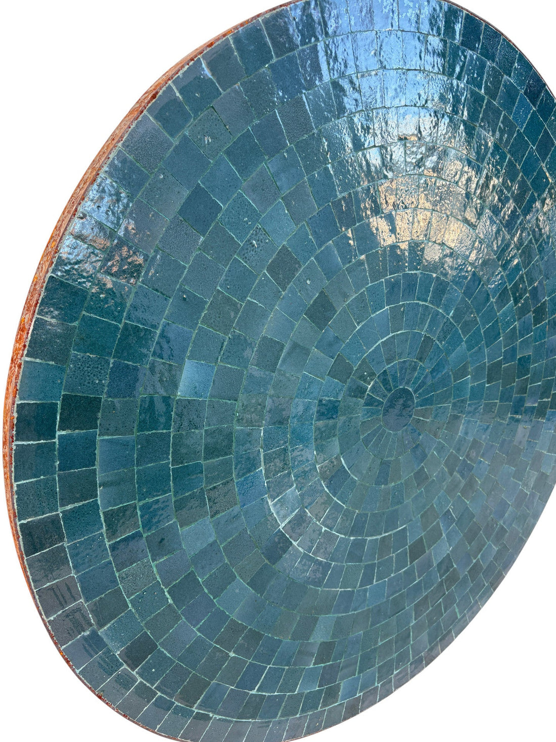 36" Dark Teal Round Mosaic Tile Table Top