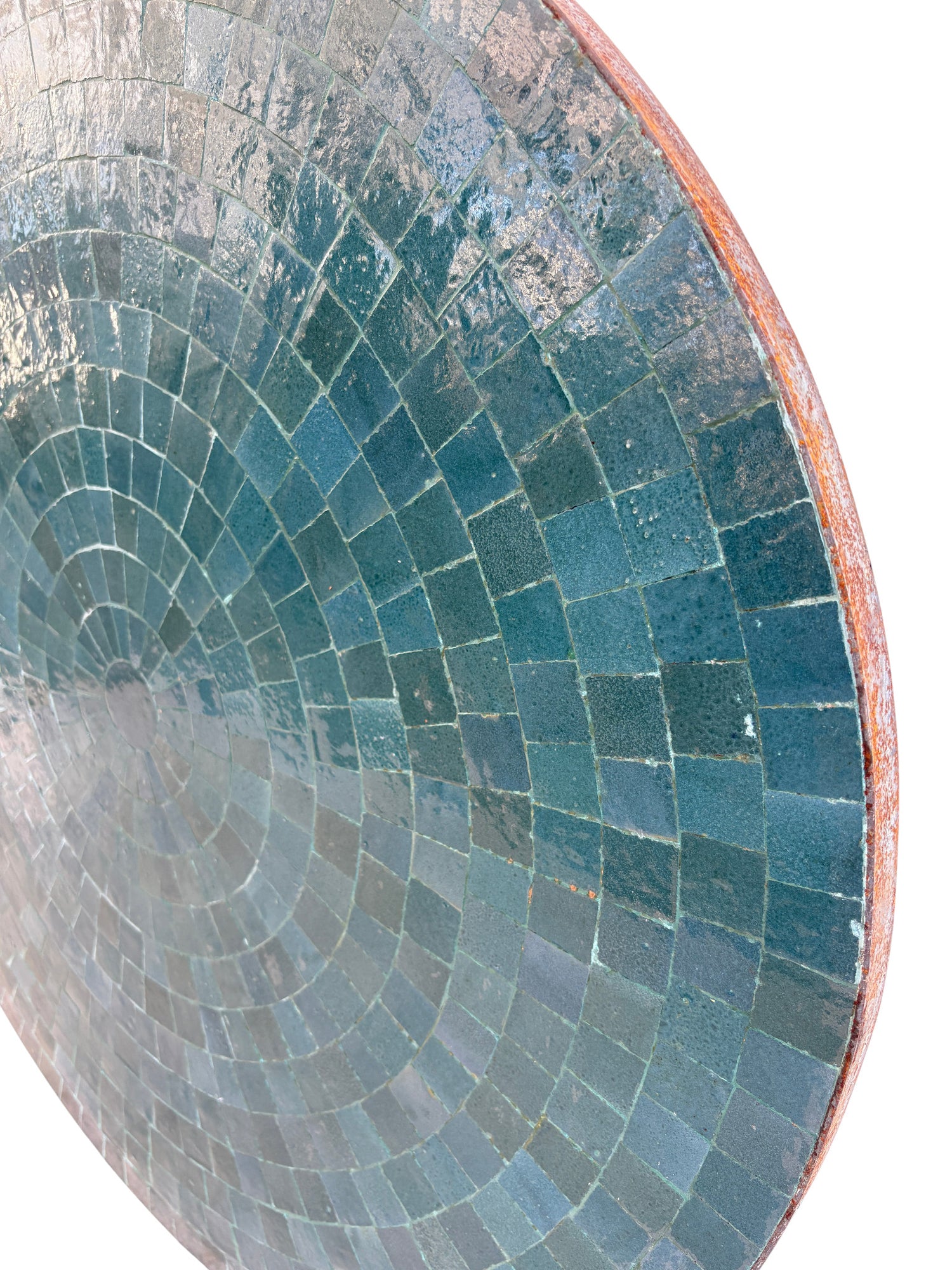 36" Dark Teal Round Mosaic Tile Table Top