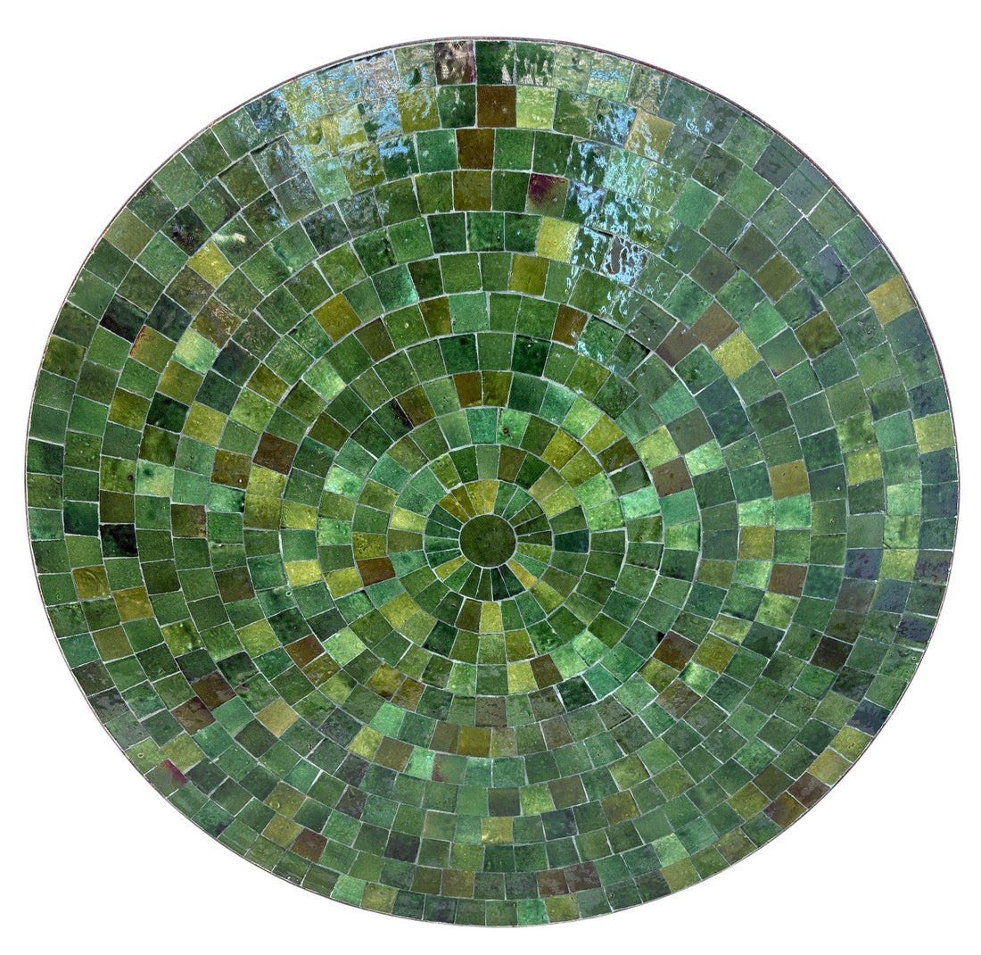 36" Green Round Mosaic Tile Table Top