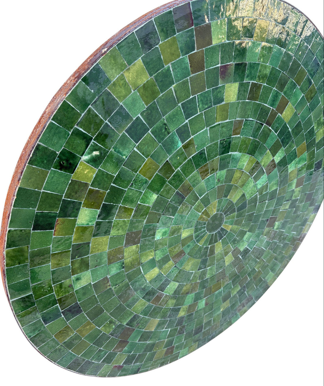 36" Green Round Mosaic Tile Table Top