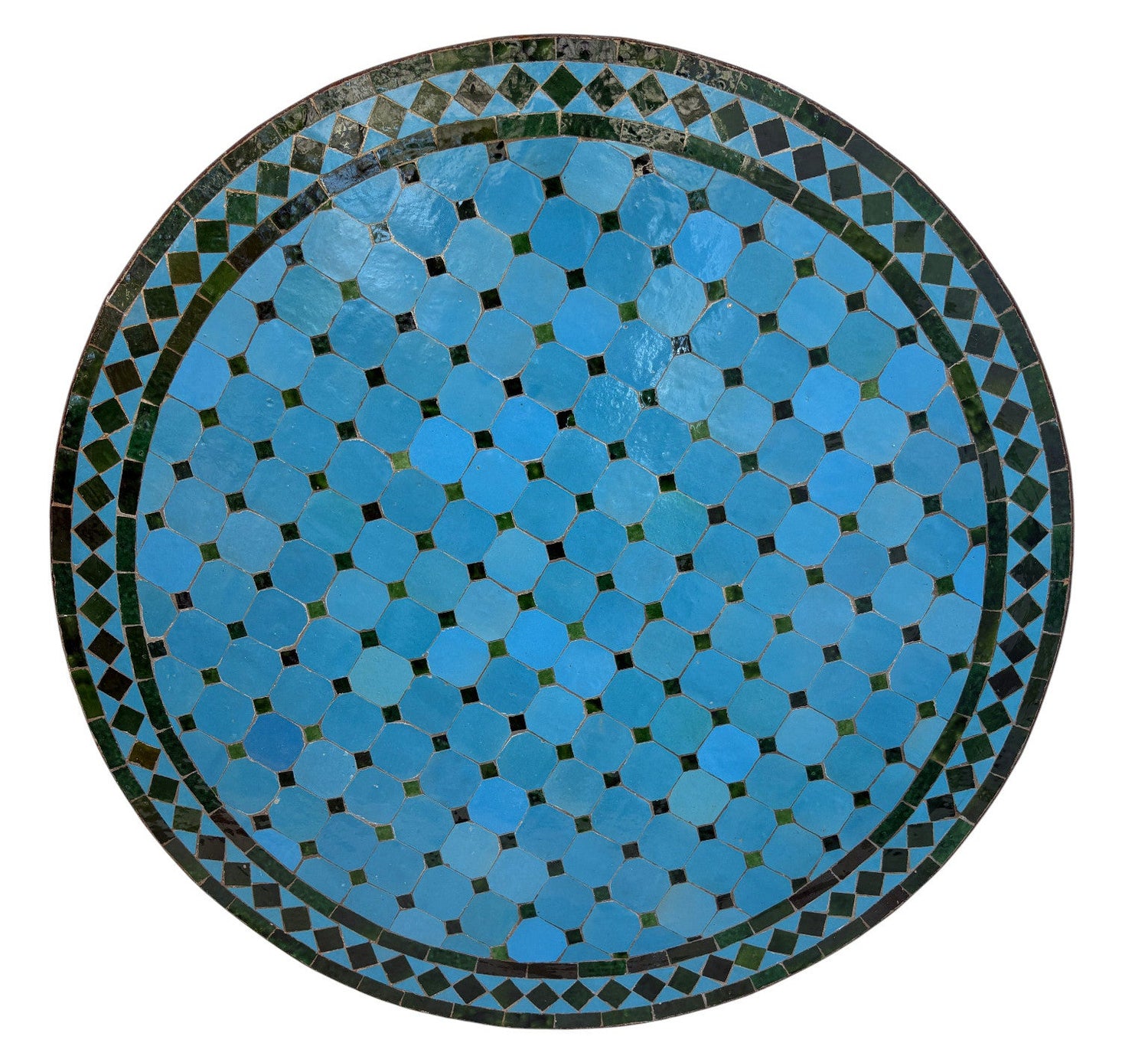 36" Turquoise and Green Round Mosaic TIle Table Top