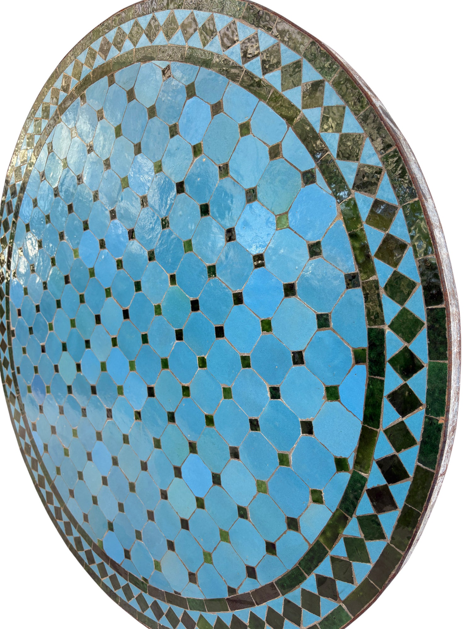 36" Turquoise and Green Round Mosaic TIle Table Top