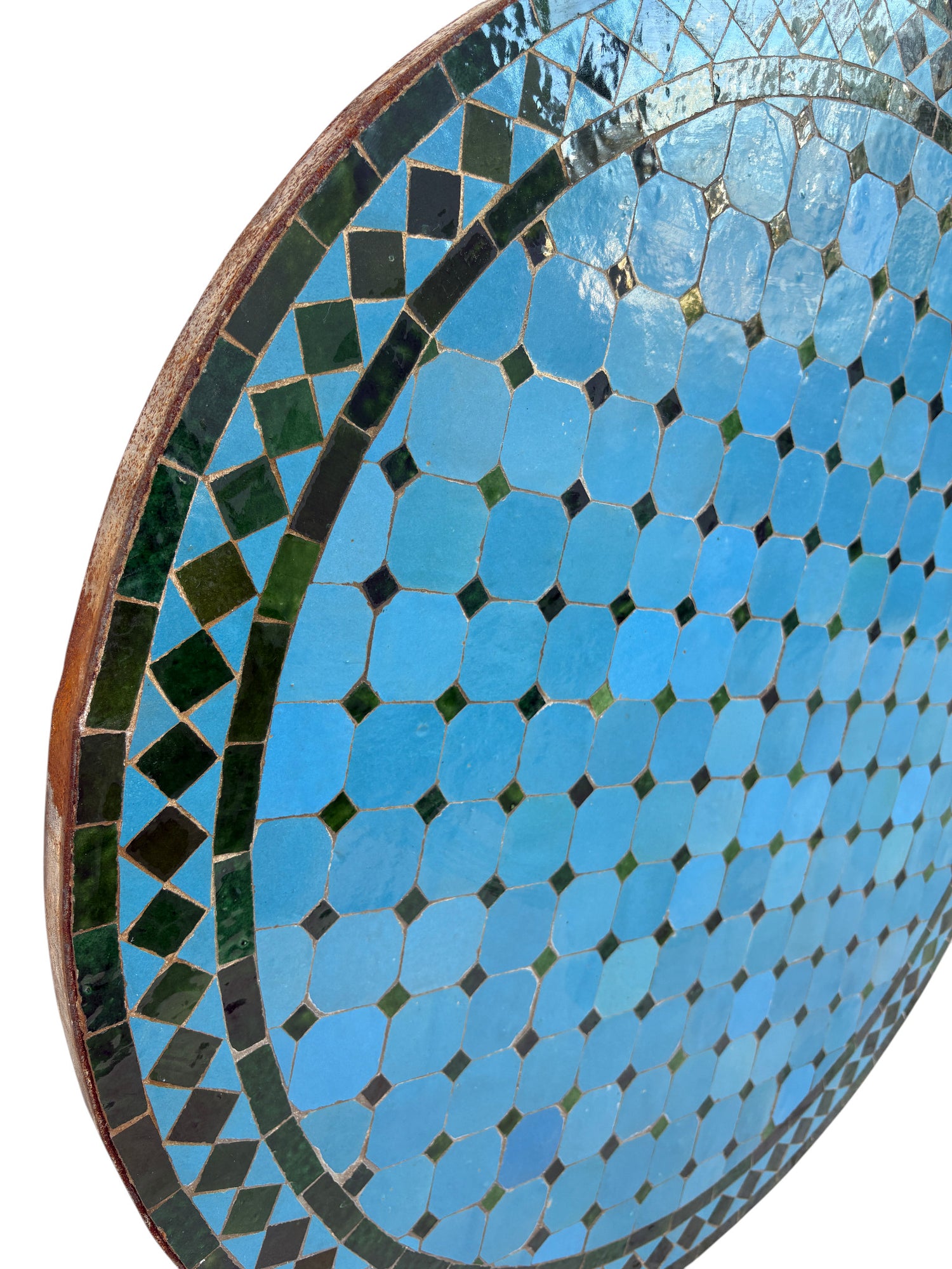 36" Turquoise and Green Round Mosaic TIle Table Top