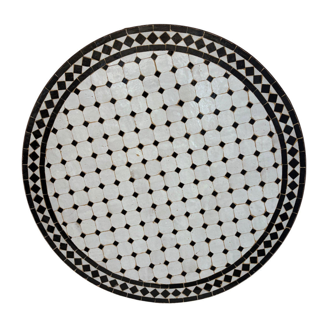 36" Black and White Mosaic Tile Table Top