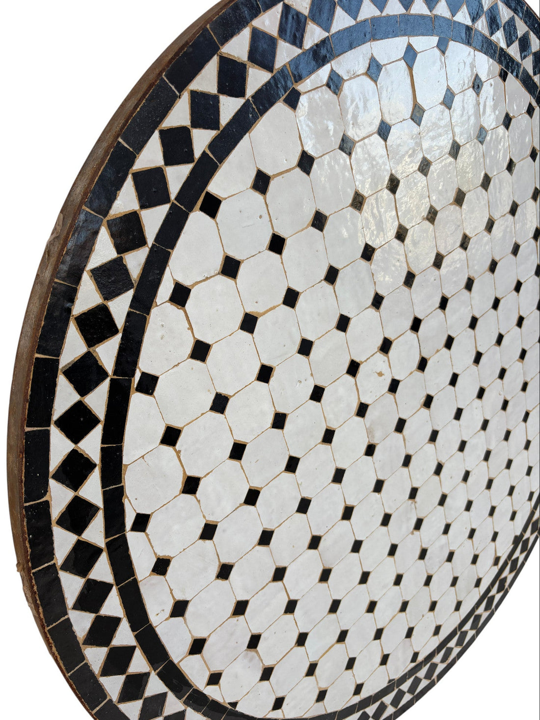 36" Black and White Mosaic Tile Table Top