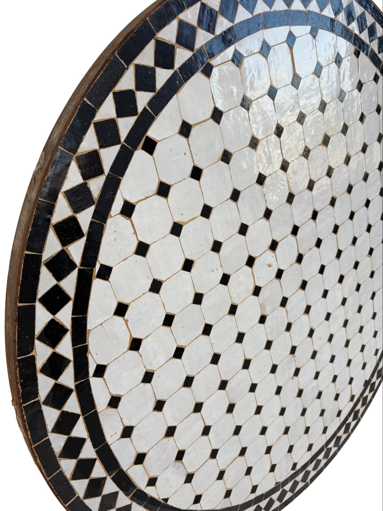36" Black and White Mosaic Tile Table Top