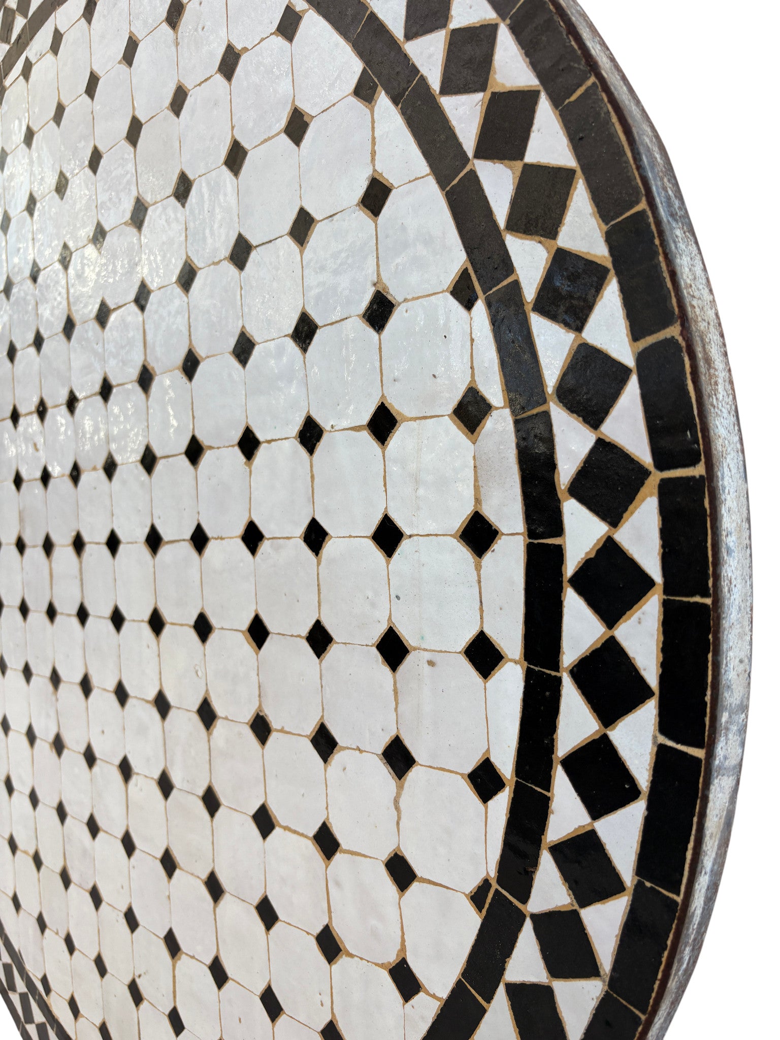 36" Black and White Mosaic Tile Table Top
